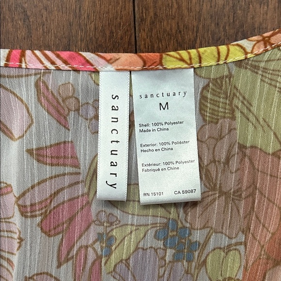 Sanctuary Multicolor Floral Bathing Suit Coverup, Size Medium - Picture 8 of 9